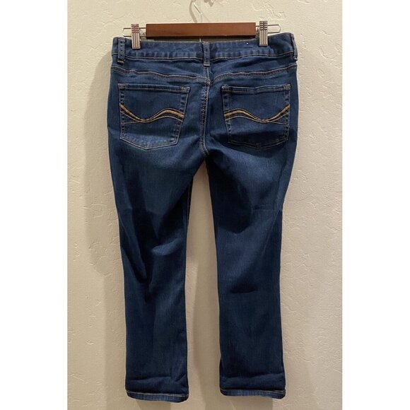 So Skinny Jeans Junior Size 7 Dark Wash Stretch 22” Inseam Rise 7.5” Short Jeans - Picture 4 of 5